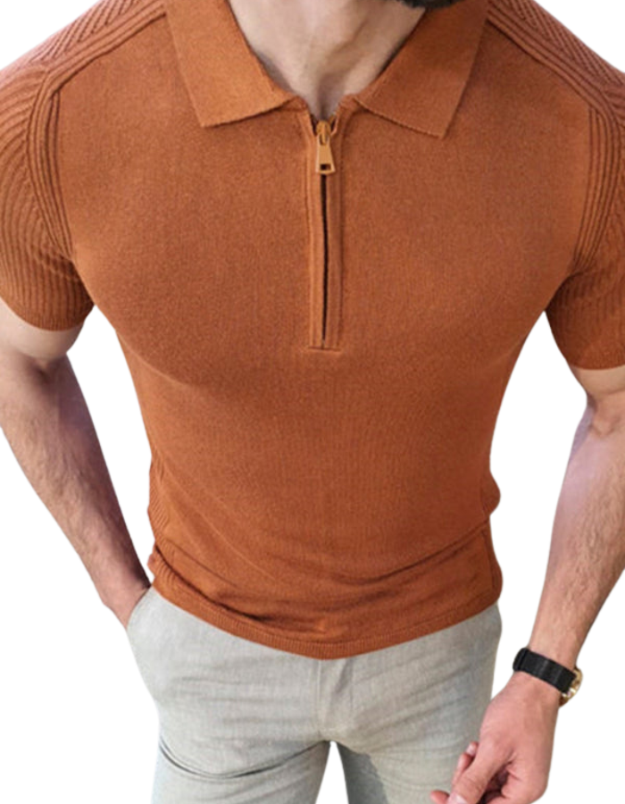 SHOPIQAT Men's New Knitted Sweater Slim Fit Polo Collar Short-Sleeved Top - Premium from shopiqat - Just $9.500! Shop now at shopiqat